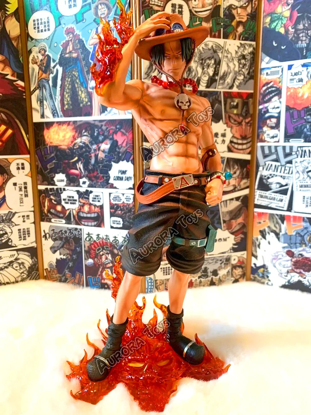 9.44in/24cm Anime One Piece Figure Ace Figure PVC Collectible Statue Model Toys Gifts